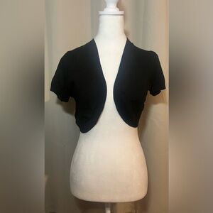 T/o  Cropped Cardigan Sweater with Short Sleeves